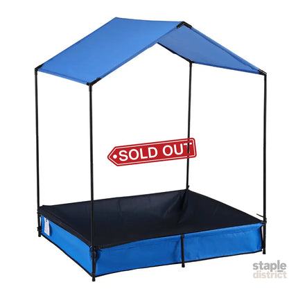 Keezi Kids Sandpit Metal Sandbox Sand Pit with Canopy Cover Outdoor Toys 120cm - Baby & Kids > Baby & Kid’s Toys >