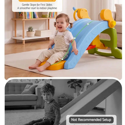Keezi Kids Slide Set Toddler Indoor Playset Rocking Horse Ring Toss Multi Colour - Baby & Kids > Baby & Kid’s Toys >