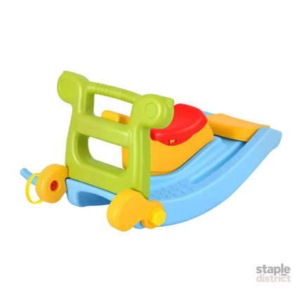 Keezi Kids Slide Set Toddler Indoor Playset Rocking Horse Ring Toss Multi Colour - Baby & Kids > Baby & Kid’s Toys >