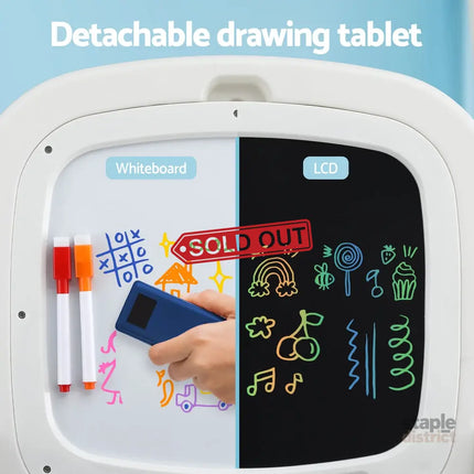 Keezi Kids Table and Chair Set 2 in 1 Easel Desk Stool w/ LCD Writing Tablet - Baby & Kids > Kid’s Furniture > Kid’s