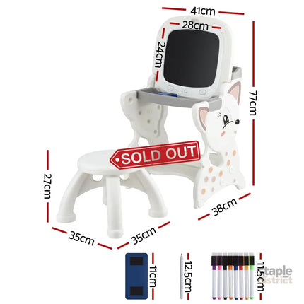 Keezi Kids Table and Chair Set 2 in 1 Easel Desk Stool w/ LCD Writing Tablet - Baby & Kids > Kid’s Furniture > Kid’s