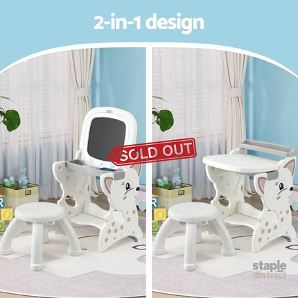 Keezi Kids Table and Chair Set 2 in 1 Easel Desk Stool w/ LCD Writing Tablet - Baby & Kids > Kid’s Furniture > Kid’s