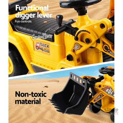 Keezi Ride On Car Toys Kids Excavator Bulldozer Sandpit Digger Car Pretend Play - Baby & Kids > Ride On Cars Go-karts &