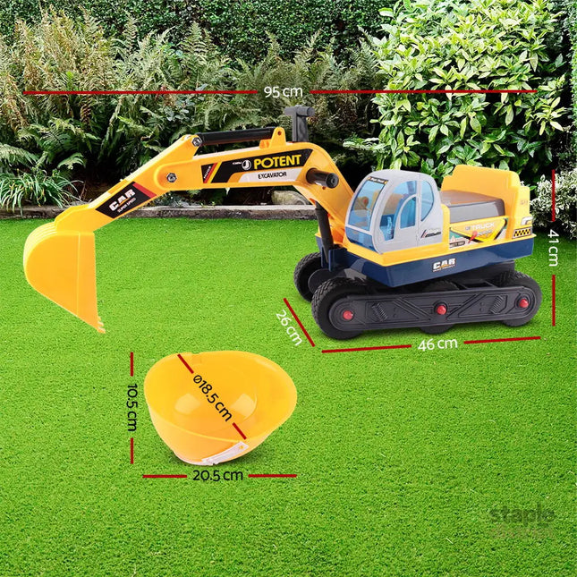 Keezi Ride On Car Toys Kids Excavator Digger Sandpit Bulldozer Car Pretend Play - Baby & Kids > Ride On Cars Go-karts &