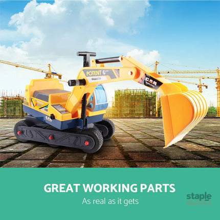 Keezi Ride On Car Toys Kids Excavator Digger Sandpit Bulldozer Car Pretend Play - Baby & Kids > Ride On Cars Go-karts &