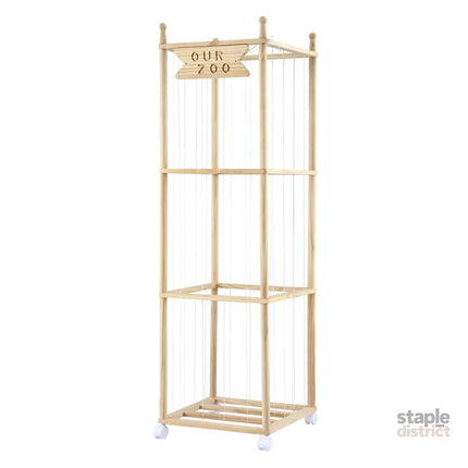 Keezi Stuffed Animal Storage Wooden Toy Holder with Wheels Soft Toy Storage Zoo Cage Stuffy Toy Storage Organizers with