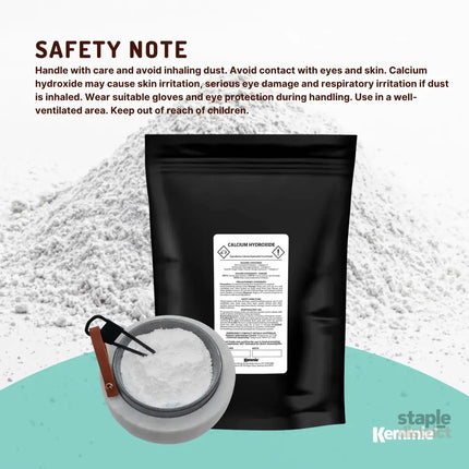 Kemmie 100g Calcium Hydroxide Powder - Food Grade Pickling Lime Slaked Lime FCC - Health & Beauty > Nutrition &