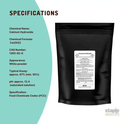 Kemmie 2Kg Calcium Hydroxide Powder - Food Grade Pickling Lime Slaked Lime FCC - Health & Beauty > Nutrition &
