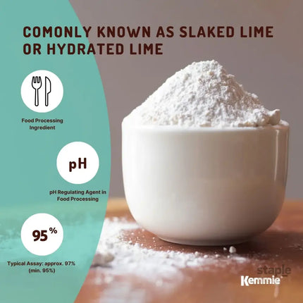Kemmie 2Kg Calcium Hydroxide Powder - Food Grade Pickling Lime Slaked Lime FCC - Health & Beauty > Nutrition &
