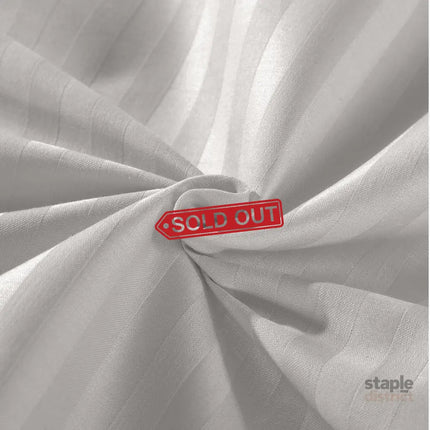 KENSINGTON 1200TC COTTON SHEET SET IN STRIPE- DOUBLE - SILVER (GREY)-1951134851369406471