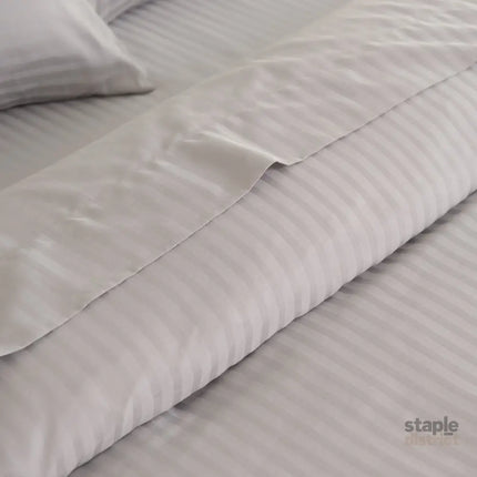 KENSINGTON 1200TC COTTON SHEET SET IN STRIPE- DOUBLE - SILVER (GREY)-1951134851369406467