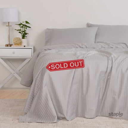 KENSINGTON 1200TC COTTON SHEET SET IN STRIPE- DOUBLE - SILVER (GREY)-1951134851369406465