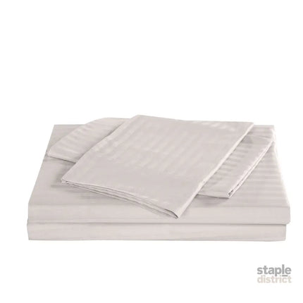 KENSINGTON 1200TC COTTON SHEET SET IN STRIPE- DOUBLE - SILVER (GREY)-1951134851369406468