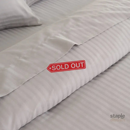 KENSINGTON 1200TC COTTON SHEET SET IN STRIPE- DOUBLE - SILVER (GREY)-1951134851369406467
