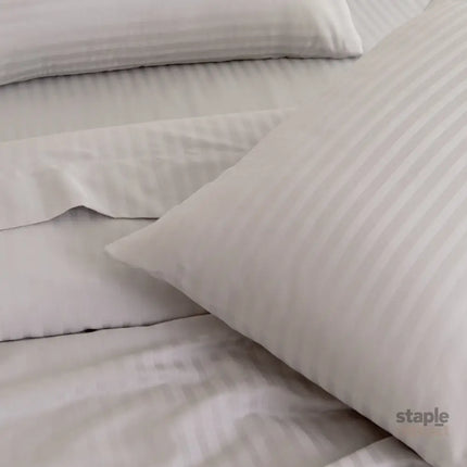 KENSINGTON 1200TC COTTON SHEET SET IN STRIPE- DOUBLE - SILVER (GREY)-1951134851369406466