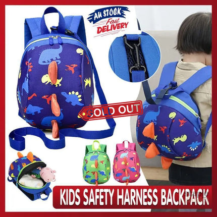 Kids Safety Harness Backpack Toddler Leash Dinosaur Bag Child Anti Lost - pink - Baby & Kids > Gates & Playpens >