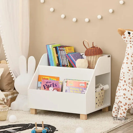 Kids Storage Bookcase 3 Compartments White - Baby & Kids > Kid’s Furniture > Kid’s Bookcases & Shelves
