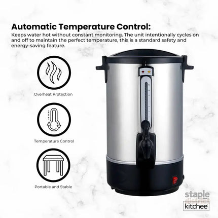 Kitchee 10L Electric Water Boiler - Stainless Steel Commercial Hot Liquid Urn - Appliances > Kitchen Appliances >
