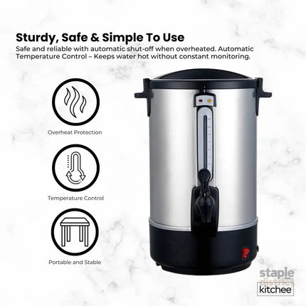 Kitchee 15L Electric Water Boiler - Stainless Steel Commercial Hot Liquid Urn - Appliances > Kitchen Appliances >