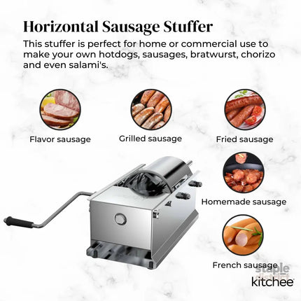 Kitchee 7L Manual Horizontal Sausage Filler - Stainless Stuffer Meat Press Machine - Appliances > Kitchen Appliances >