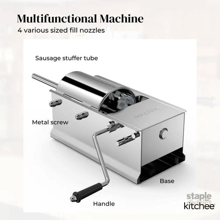 Kitchee 7L Manual Horizontal Sausage Filler - Stainless Stuffer Meat Press Machine - Appliances > Kitchen Appliances >