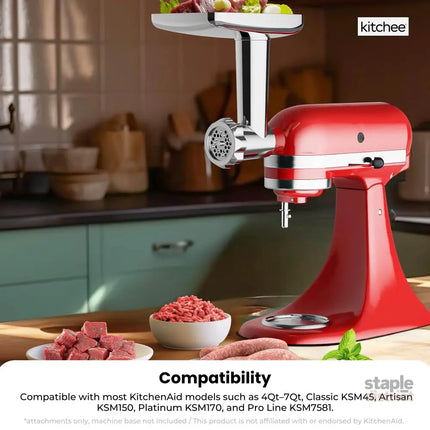 Kitchee Meat Food Grinder Sausage Attachment - Compatible with KitchenAid Mixers - Appliances > Kitchen Appliances >