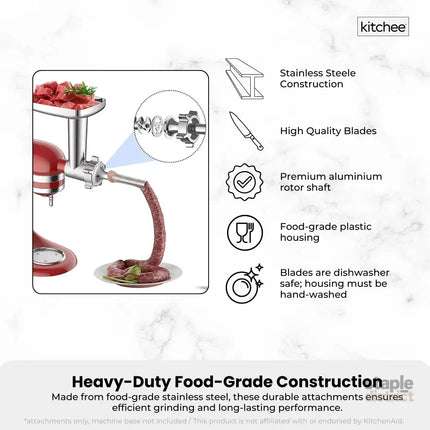 Kitchee Meat Food Grinder Sausage Attachment - Compatible with KitchenAid Mixers - Appliances > Kitchen Appliances >