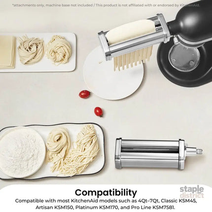 Kitchee Pasta Noodle Maker Roller Cutter Attachments - Compatible with KitchenAid Mixer - Appliances > Kitchen