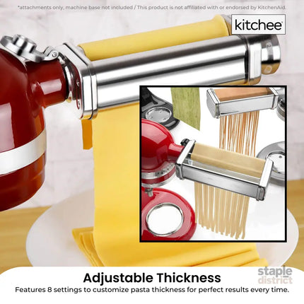 Kitchee Pasta Noodle Maker Roller Cutter Attachments - Compatible with KitchenAid Mixer - Appliances > Kitchen