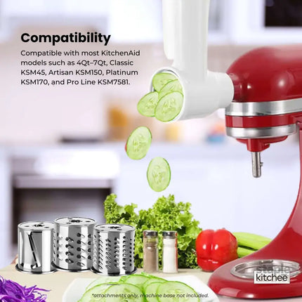 Kitchee Slicer Shredder Grater 3 Attachments - Compatible with KitchenAid Mixer - Appliances > Kitchen Appliances >