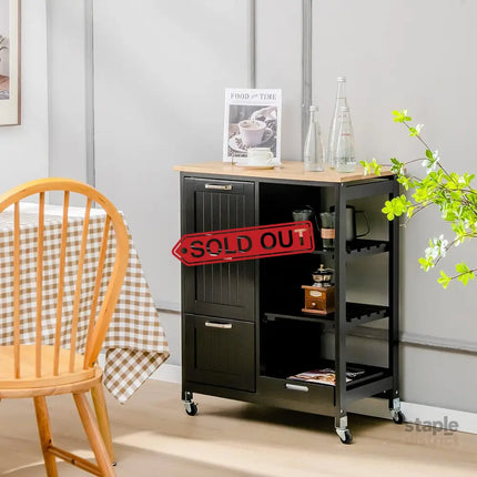 Kitchen Island Cart with Storage Drawers Shelves - Health & Beauty > Cosmetic Storage > Makeup Organisation & Storage