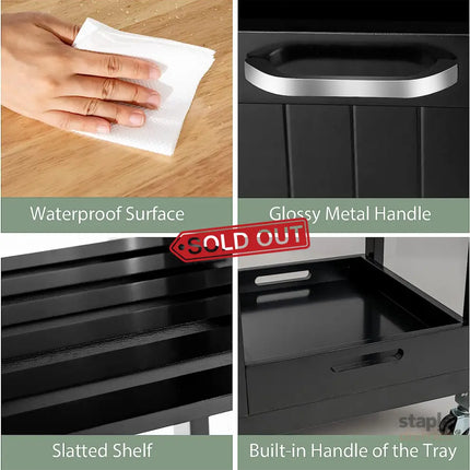 Kitchen Island Cart with Storage Drawers Shelves - Health & Beauty > Cosmetic Storage > Makeup Organisation & Storage