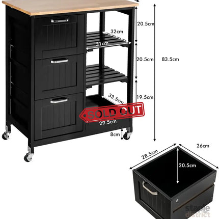 Kitchen Island Cart with Storage Drawers Shelves - Health & Beauty > Cosmetic Storage > Makeup Organisation & Storage