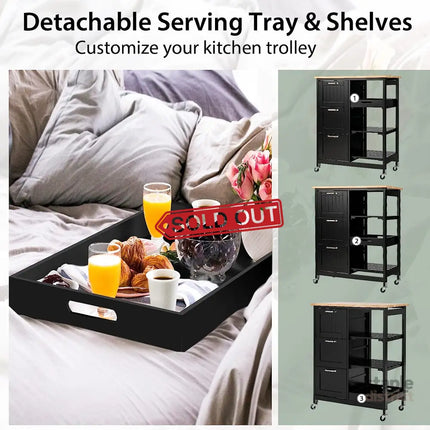 Kitchen Island Cart with Storage Drawers Shelves - Health & Beauty > Cosmetic Storage > Makeup Organisation & Storage