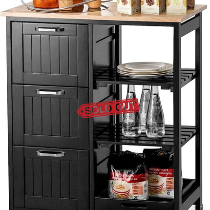 Kitchen Island Cart with Storage Drawers Shelves - Health & Beauty > Cosmetic Storage > Makeup Organisation & Storage