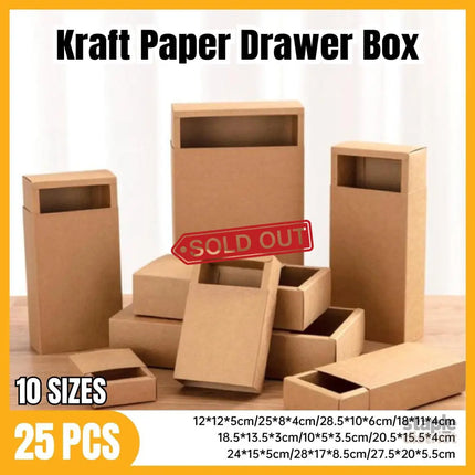 Kraft Paper Drawer Box Packaging Gift Storage Organiser Small Kraft Boxes - 20.5x15.5x4cm - Commercial > Packaging >