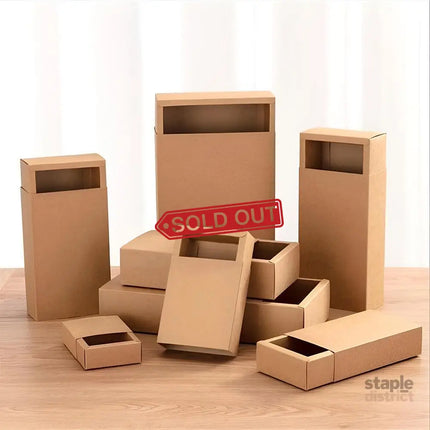 Kraft Paper Drawer Box Packaging Gift Storage Organiser Small Kraft Boxes - 27.5x20x5.5cm - Commercial > Packaging >