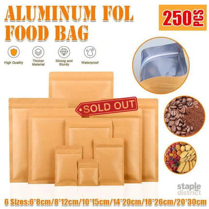 Kraft Paper Mylar Storage Self Seal Packing Pouches Aluminum Foil Packaging Bag - 14*20cm - Commercial > Packaging >