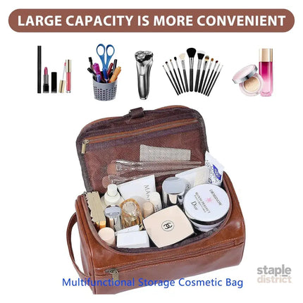 Large Capacity Waterproof Travel Toiletry Bag Cosmetic Organizer Multifunctional - Brown - Health & Beauty > Cosmetic