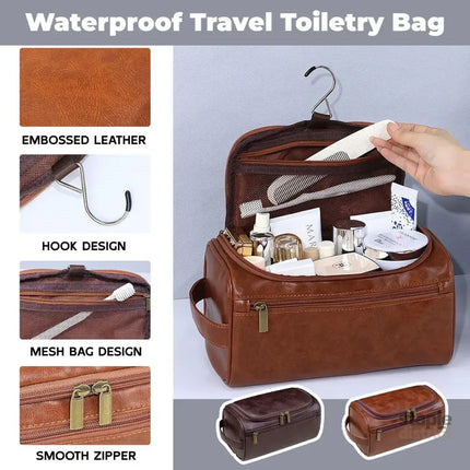 Large Capacity Waterproof Travel Toiletry Bag Cosmetic Organizer Multifunctional - Brown - Health & Beauty > Cosmetic