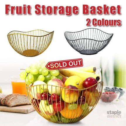 Large Iron Fruit Storage Basket Home Decor Snack Candy Plate Living Room Basket - Black - Commercial > Packaging >