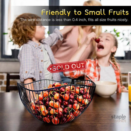 Large Iron Fruit Storage Basket Home Decor Snack Candy Plate Living Room Basket - Black - Commercial > Packaging >