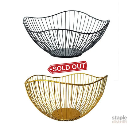 Large Iron Fruit Storage Basket Home Decor Snack Candy Plate Living Room Basket - Black - Commercial > Packaging >