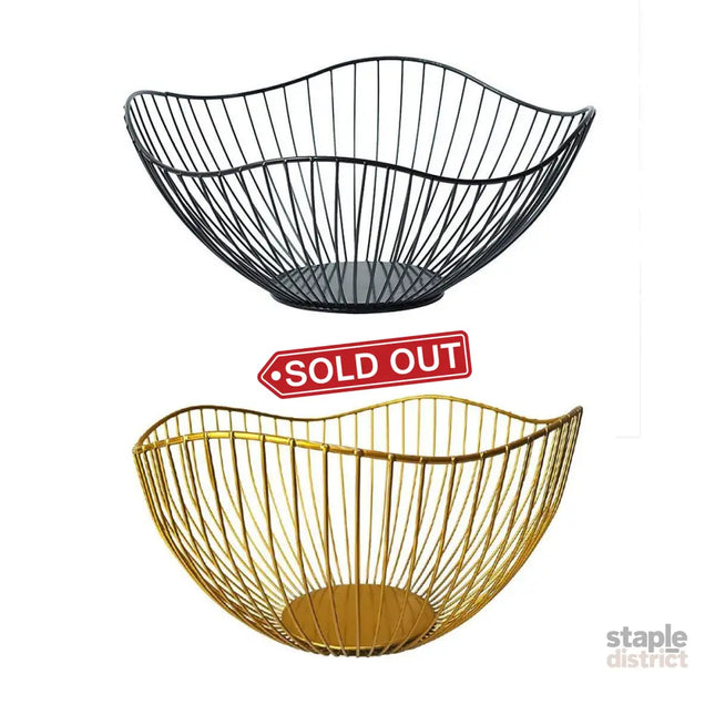 Large Iron Fruit Storage Basket Home Decor Snack Candy Plate Living Room Basket - Black - Commercial > Packaging >