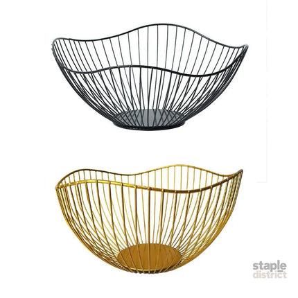 Large Iron Fruit Storage Basket Home Decor Snack Candy Plate Living Room Basket - Gold - Commercial > Packaging >