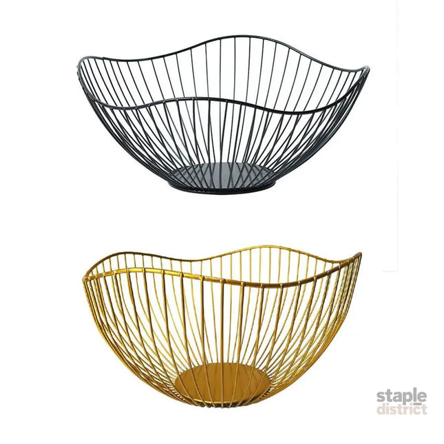 Large Iron Fruit Storage Basket Home Decor Snack Candy Plate Living Room Basket - Gold - Commercial > Packaging >