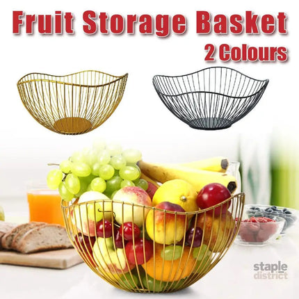 Large Iron Fruit Storage Basket Home Decor Snack Candy Plate Living Room Basket - Gold - Commercial > Packaging >