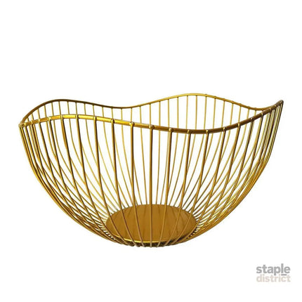 Large Iron Fruit Storage Basket Home Decor Snack Candy Plate Living Room Basket - Gold - Commercial > Packaging >