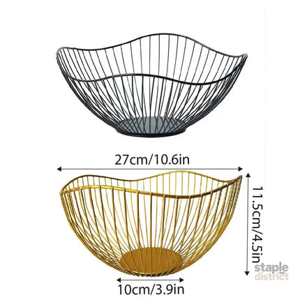 Large Iron Fruit Storage Basket Home Decor Snack Candy Plate Living Room Basket - Gold - Commercial > Packaging >