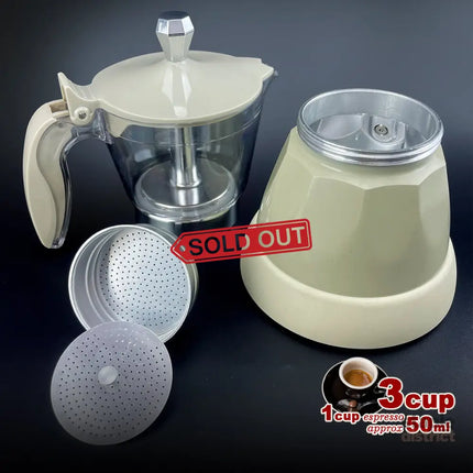 Latest Styles Electric Aluminum Espresso Moka Coffee Maker 3cups Italian Classic - Cream - Appliances > Kitchen